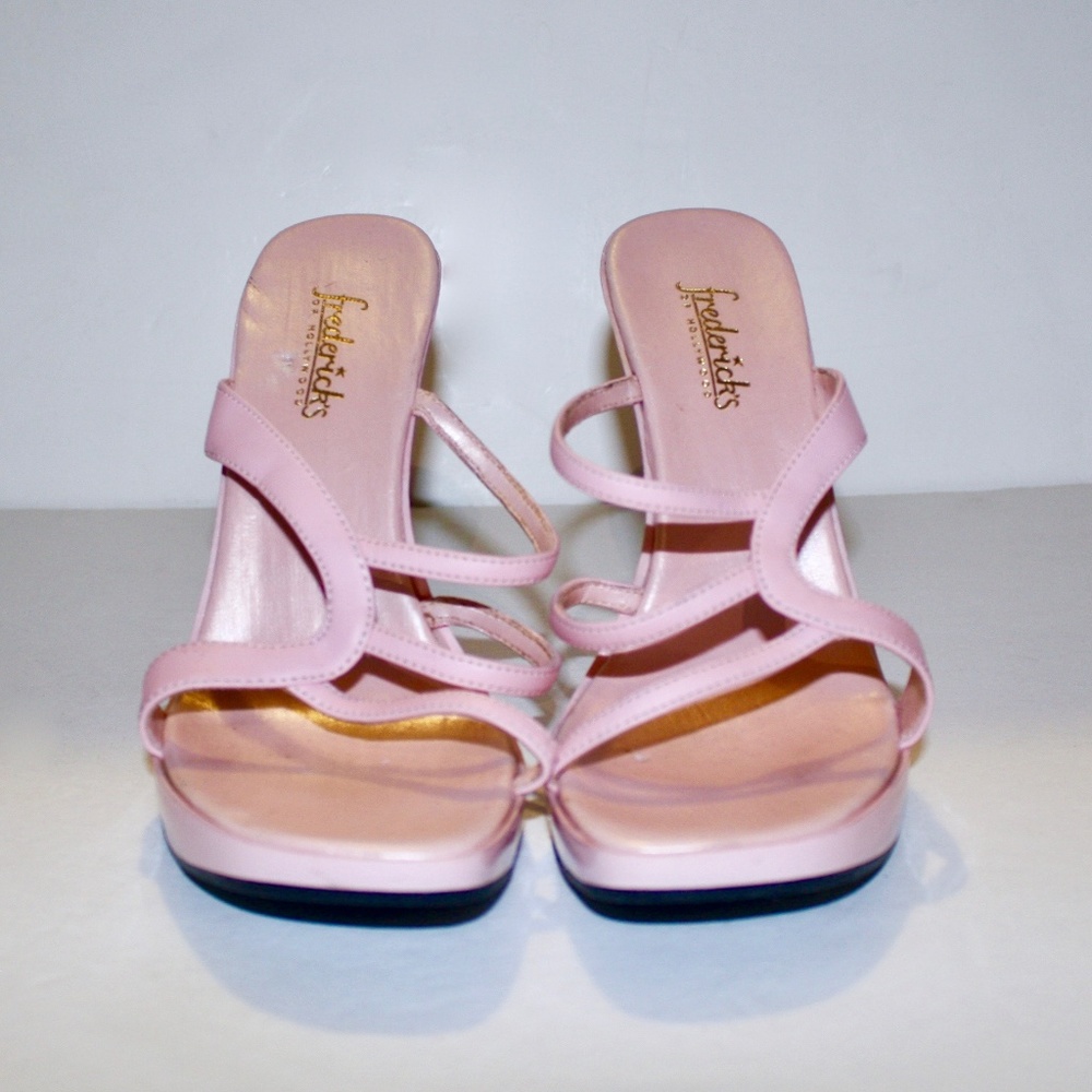 Frederick's Pink Strap Square Toe Backless Sandals - image 3